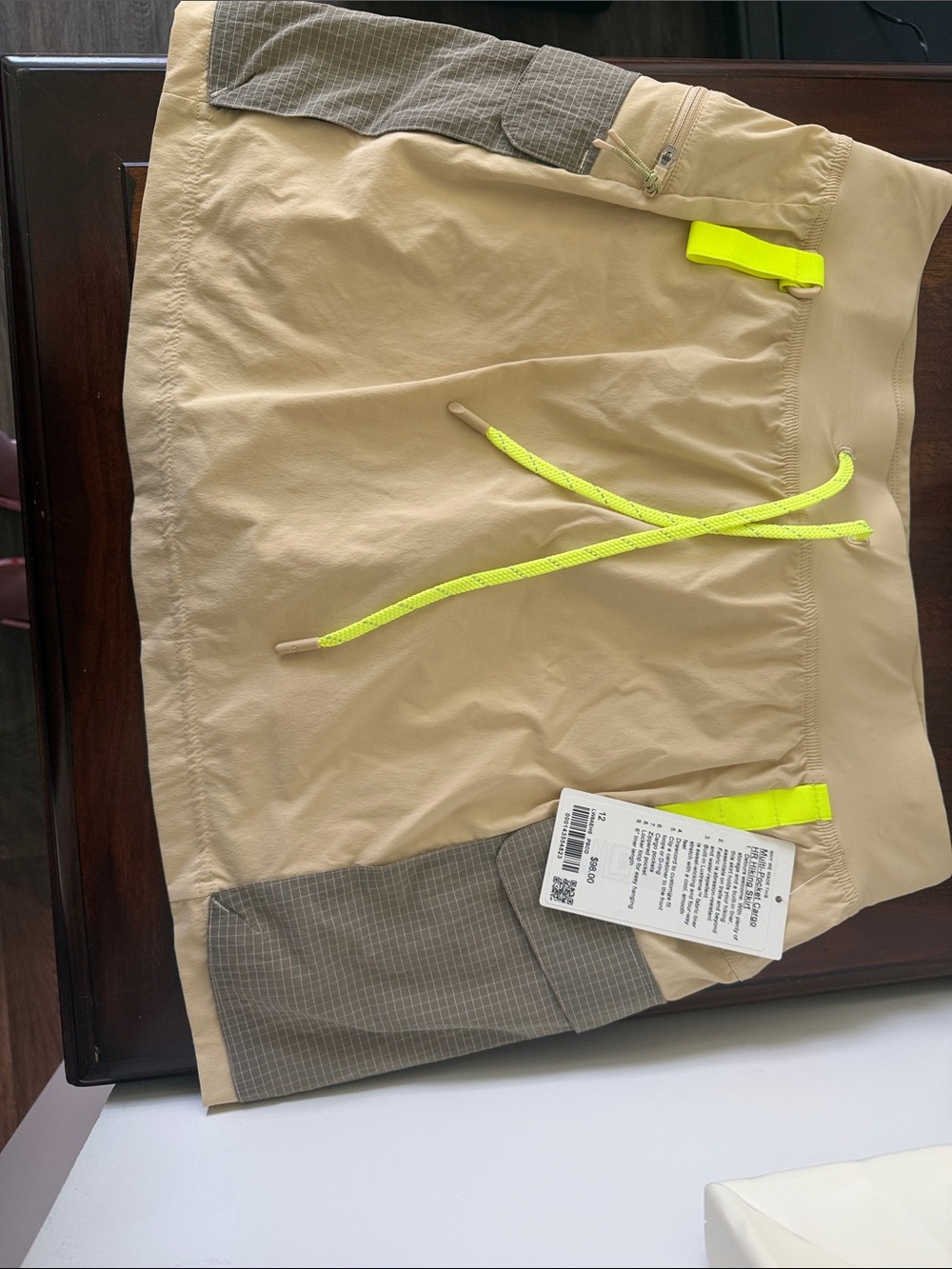 lululemon athletica Beige Athletic Skort with Neon Yellow Accents